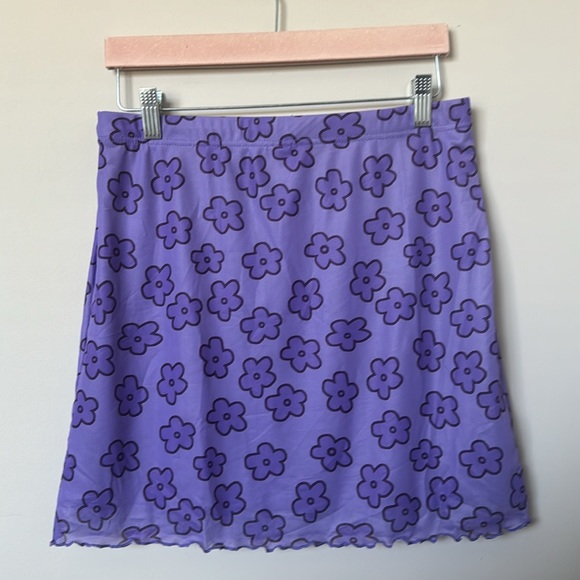 Purple floral mesh mini skirt - Picture 5 of 5